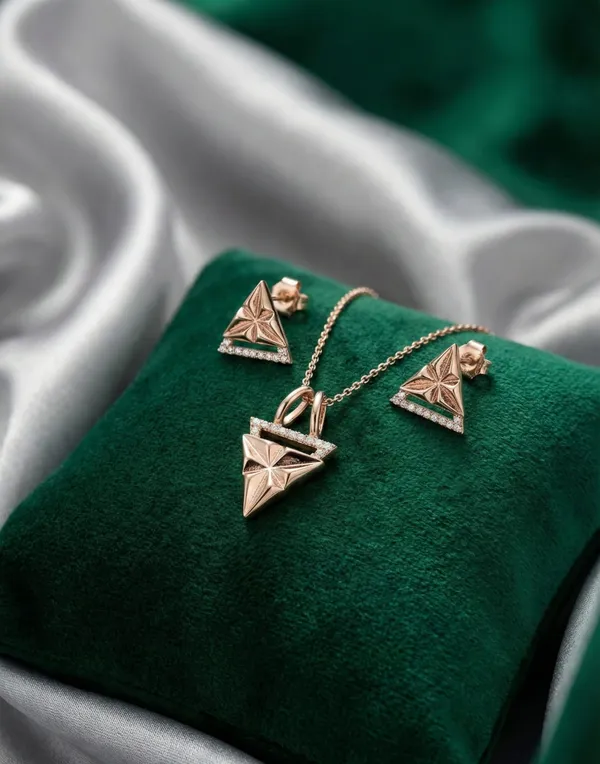 Elegant_Triangular_Rose_Gold_Jewelry_Set_Pendant_Necklace_Stud_Earrings_925_Sterling_Silver